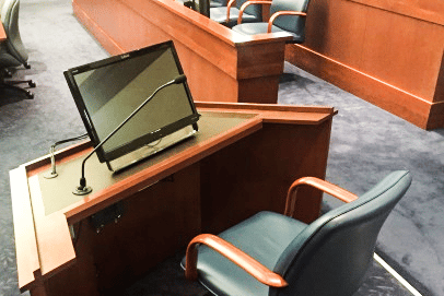 witness monitor for courtroom audiovisual technology