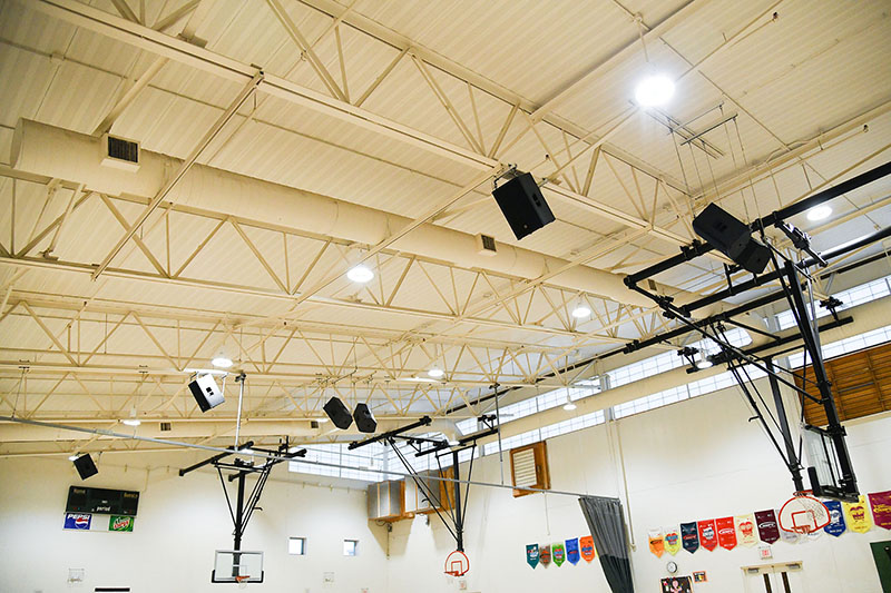 Projector and screen video system at Pekin Community High School